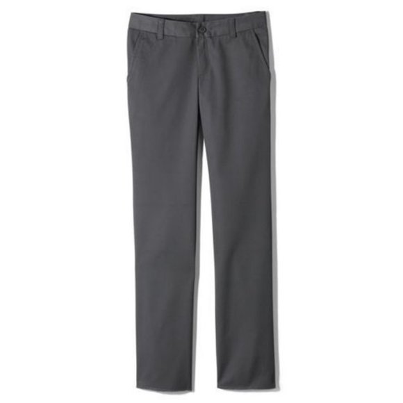 NWT LANDS' END PERFECT FIT PLAIN FRONT CHINO PANTS ARCTIC GRAY 9 - Picture 1 of 6